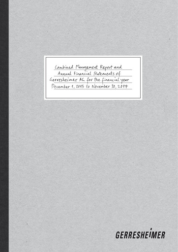 Thumbnail Gerresheimer Financial Statement 2014