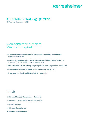 Thumbnail Gerresheimer Quarterly Report 2021-q3