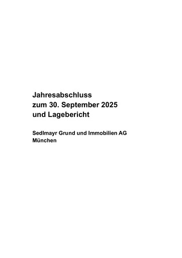 Thumbnail Sedlmayr Grund und Immobilien AG Financial Statement 2024-2025
