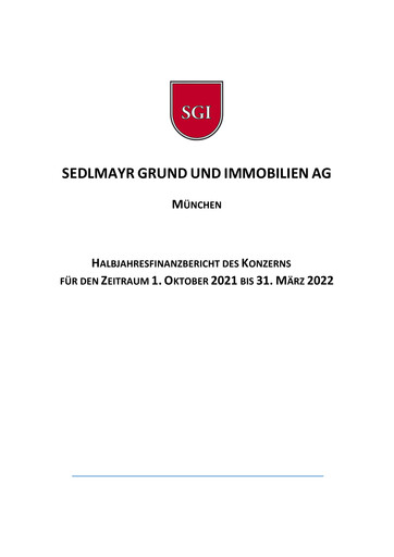 Thumbnail Sedlmayr Grund und Immobilien AG Half-year Report 2021-2022