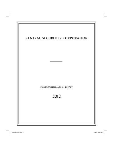 Miniature Central Securities Rapport annuel 2012