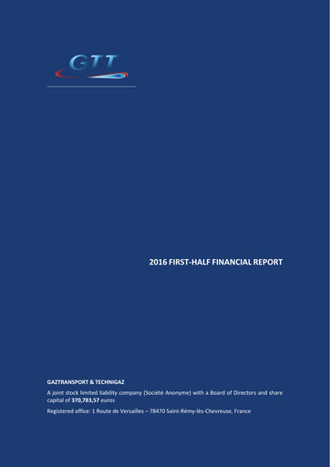 Thumbnail Gaztransport & Technigaz Half-year Report 2016-h1