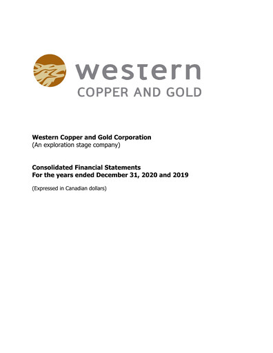 Thumbnail Western Copper and Gold Financial Statement 2020