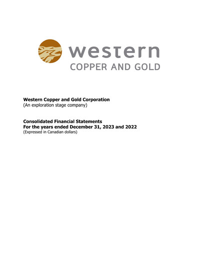 Thumbnail Western Copper and Gold Financial Statement 2023