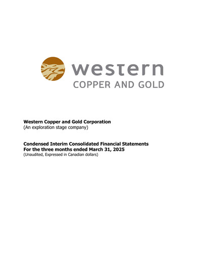 Thumbnail Western Copper and Gold Quarterly Report 2025-q1