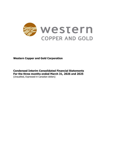 Vorschaubild Western Copper and Gold Quartalsbericht 2026-q1