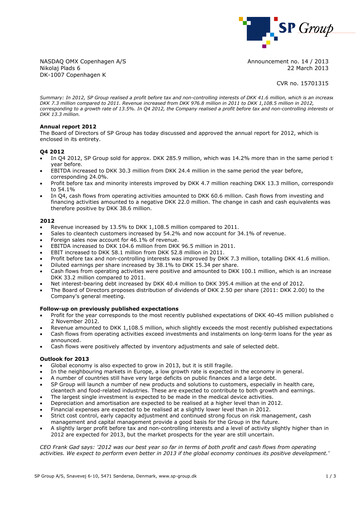 Thumbnail SP Group A/S Annual Report 2012