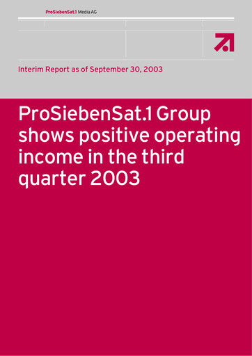 Thumbnail ProSiebenSat.1 Media
 Quarterly Report 2003-q3