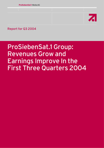 Thumbnail ProSiebenSat.1 Media
 Quarterly Report 2004-q3