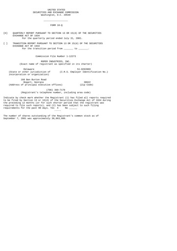 Vorschaubild Roper Technologies Quartalsbericht 2001-q3