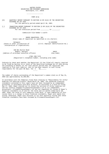 Vorschaubild Roper Technologies Quartalsbericht 2002-q2