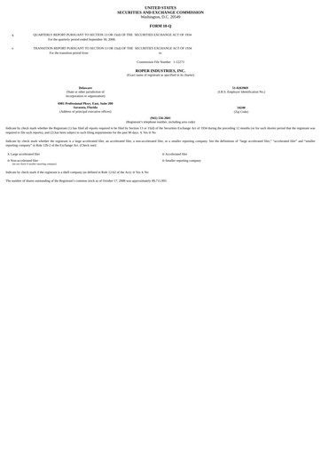 Vorschaubild Roper Technologies Quartalsbericht 2008-q3