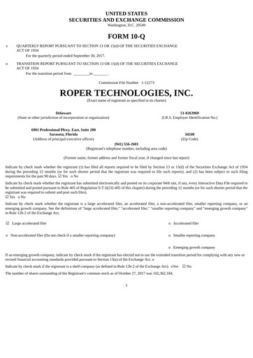 Vorschaubild Roper Technologies Quartalsbericht 2017-q3