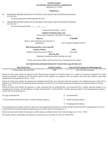 Vorschaubild Roper Technologies Quartalsbericht 2019-q3