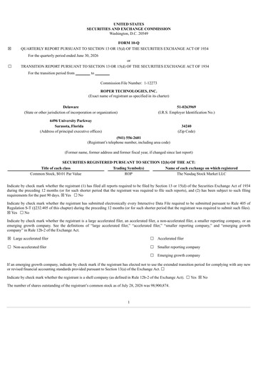 Vorschaubild Roper Technologies Quartalsbericht 2026-q2