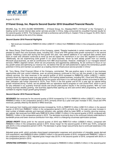 Thumbnail VNET Group Quarterly Report 2016-q2
