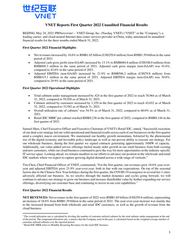 Thumbnail VNET Group Quarterly Report 2022-q1