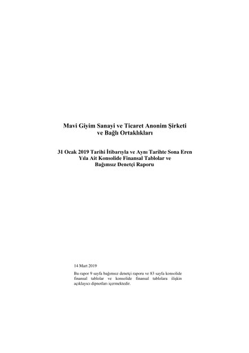 Thumbnail Mavi Giyim Sanayi ve Ticaret Financial Statement 2018