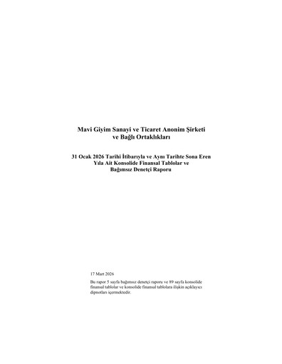 Thumbnail Mavi Giyim Sanayi ve Ticaret Financial Statement 2025