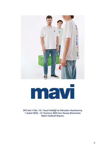 Thumbnail Mavi Giyim Sanayi ve Ticaret Half-year Report 2022-h1