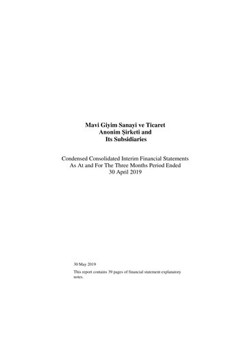Miniature Mavi Giyim Sanayi ve Ticaret Rapport trimestriel 2019-q1
