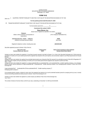 Thumbnail Ross Stores Quarterly Report 2025-q3