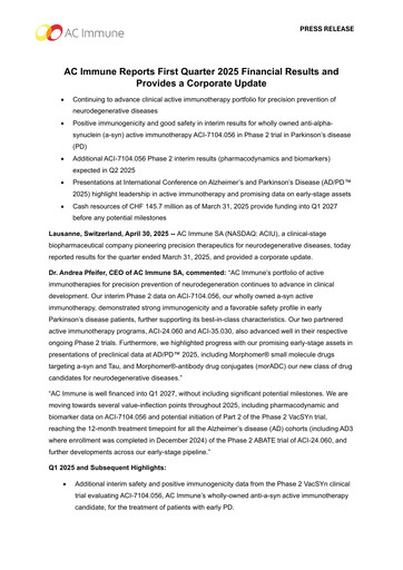 Thumbnail AC Immune Quarterly Report 2025-q1