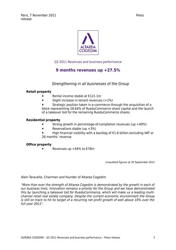 Thumbnail Altarea Quarterly Report 2011-q3
