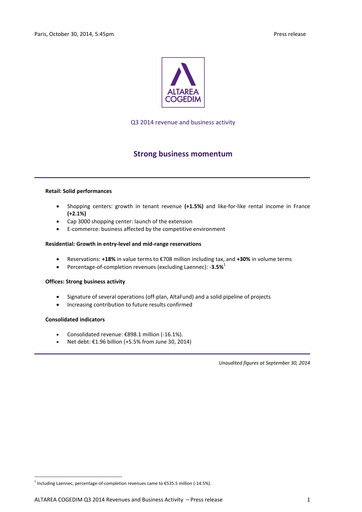 Thumbnail Altarea Quarterly Report 2014-q3