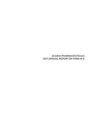 Miniature ACADIA Pharmaceuticals Rapport annuel 2017