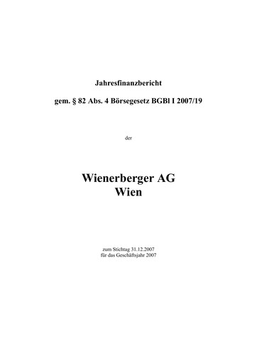 Thumbnail Wienerberger Financial Statement 2007