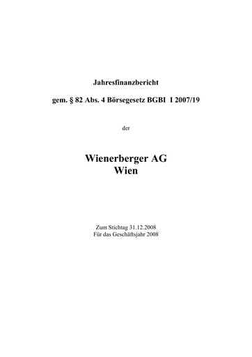 Thumbnail Wienerberger Financial Statement 2008