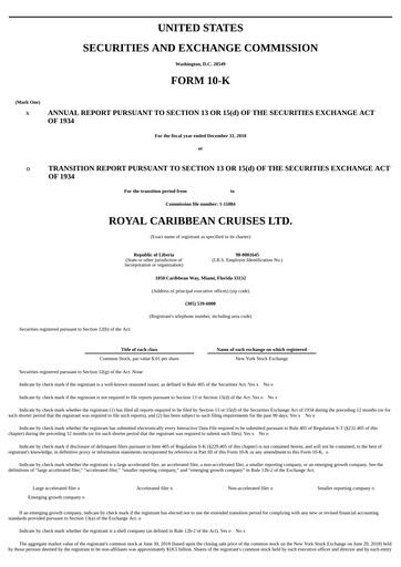 Thumbnail Royal Caribbean Group Annual Report 2018