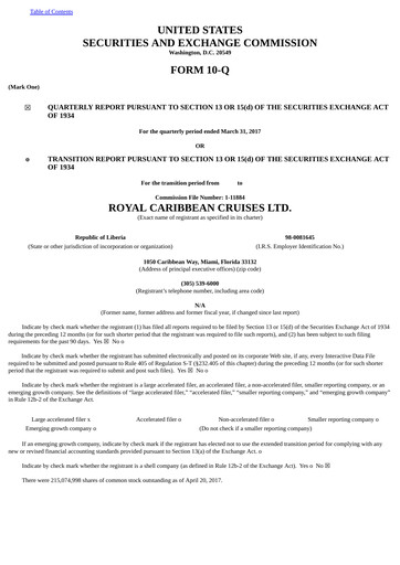 Thumbnail Royal Caribbean Group Quarterly Report 2017-q1
