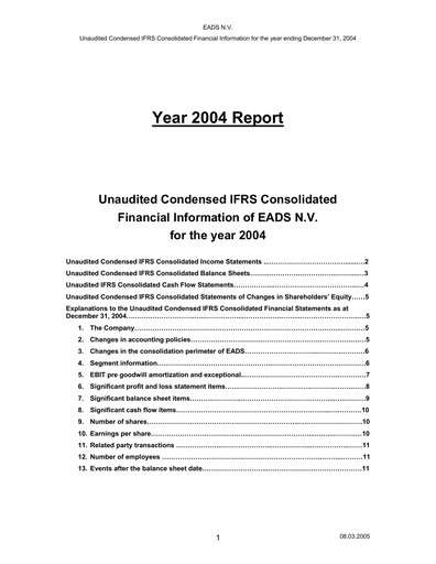 Thumbnail Airbus Financial Statement 2004