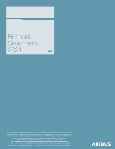 Thumbnail Airbus Financial Statement 2021
