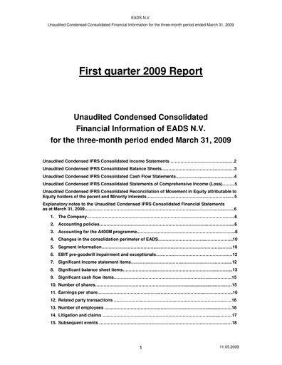 Thumbnail Airbus Quarterly Report 2009-q1