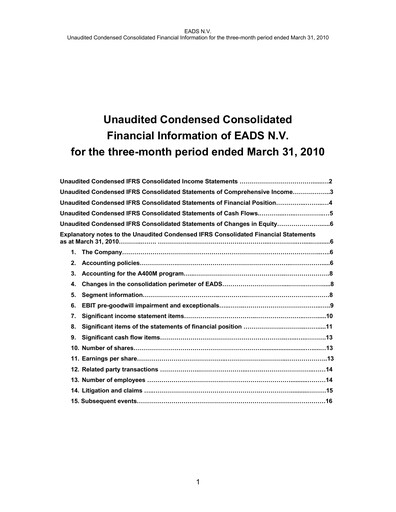 Thumbnail Airbus Quarterly Report 2010-q1