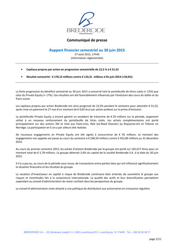 Miniature Brederode Rapport semestriel 2015-h1