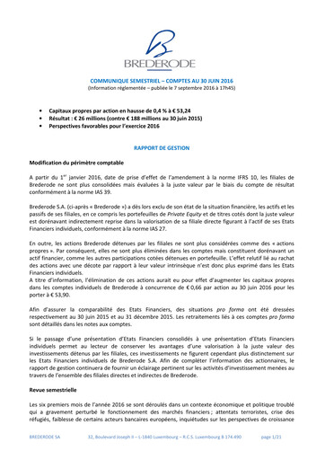 Miniature Brederode Rapport semestriel 2016-h1