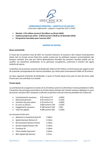 Miniature Brederode Rapport semestriel 2017-h1