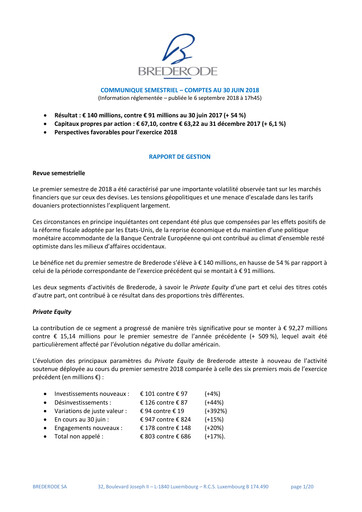 Miniature Brederode Rapport semestriel 2018-h1