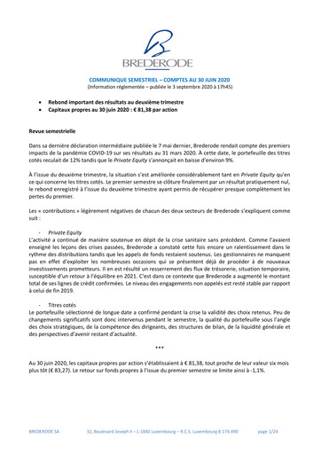 Miniature Brederode Rapport semestriel 2020-h1
