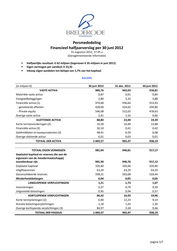Miniature Brederode Rapport semestriel 2012-h1