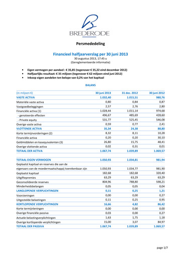 Miniature Brederode Rapport semestriel 2013-h1