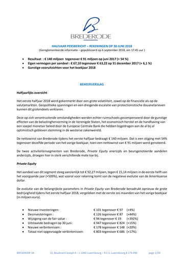 Vorschaubild Brederode Halbjahresbericht 2018-h1