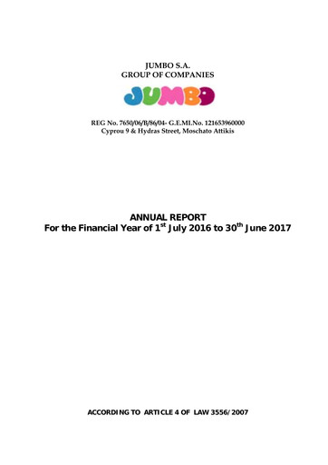 Thumbnail Jumbo S.A.
 Annual Report 2016-2017