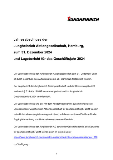 Thumbnail Jungheinrich Financial Statement 2024