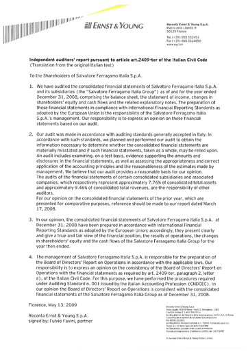 Vorschaubild Salvatore Ferragamo Jahresbericht 2008