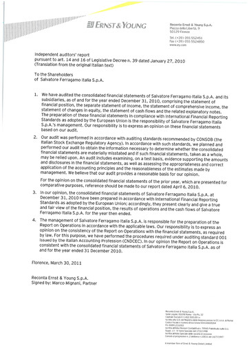 Vorschaubild Salvatore Ferragamo Jahresbericht 2010